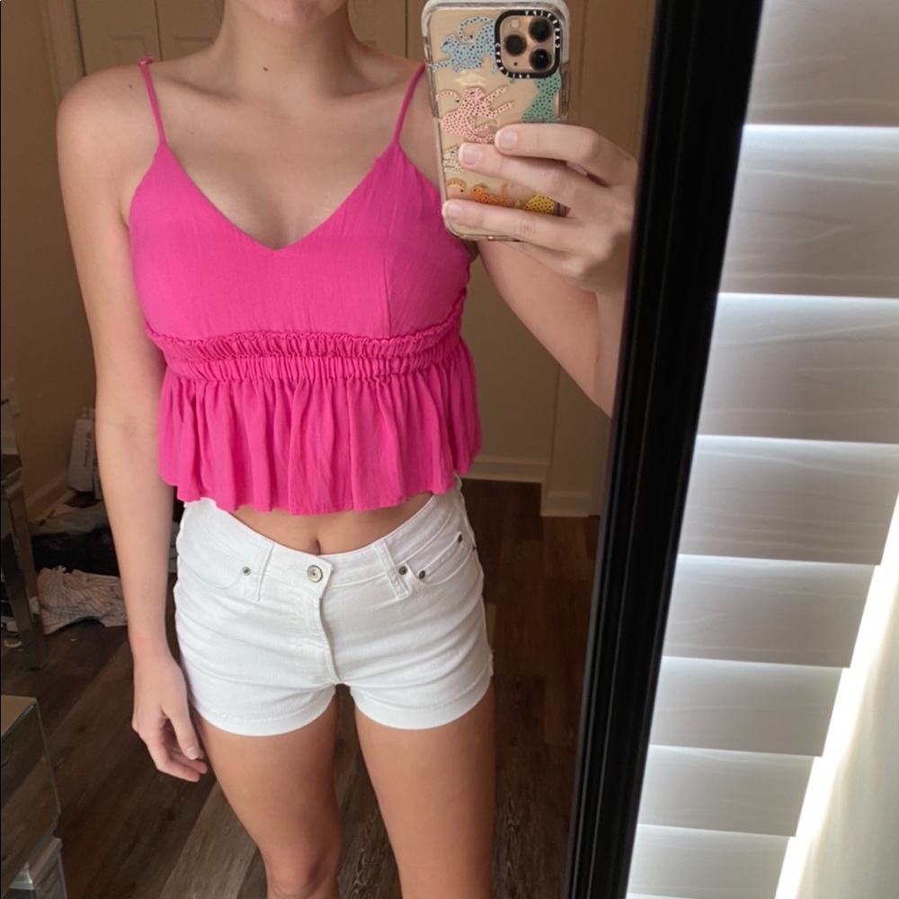 Pink ruffle crop top